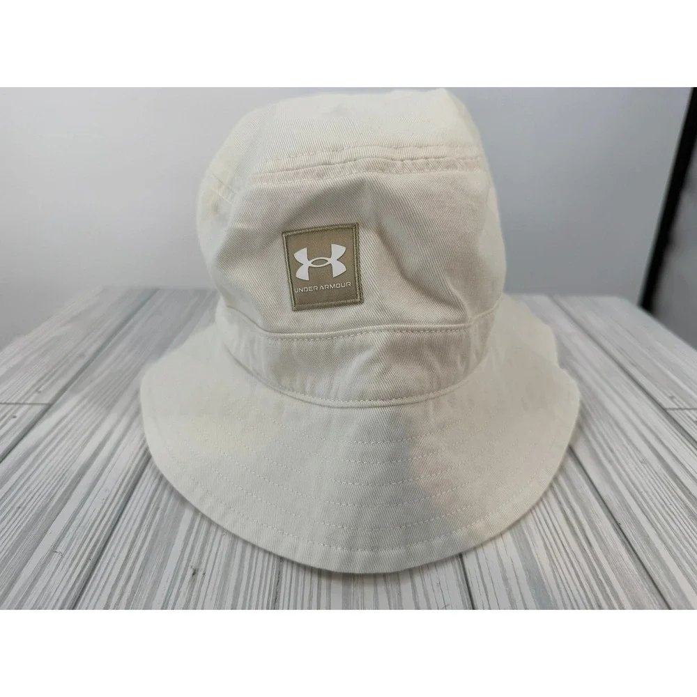 Under Armour Bucket Hat White Cotton Twill‎ Logo Patch 1376704 M/L NEW